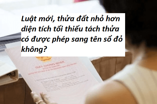 Luật mới, thửa đất nhỏ hơn diện tích tối thiếu tách thửa có được phép sang tên sổ đỏ không?